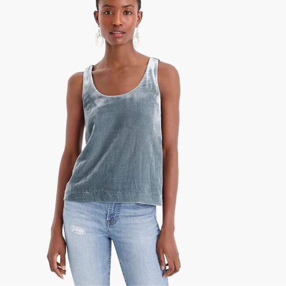 J. Crew Velvet Tank Top Scoop Neck in Gentle Sea 6 - Picture 15 of 15